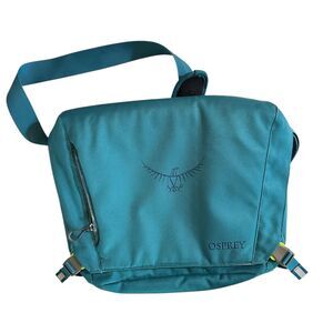 Osprey Teal Canvas Shoulder Laptop Bag Adjustable Strap‎ Fleece Lined Flaw Noted